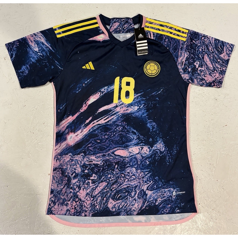 Adidas Colombia 2023/24 Away Soccer Jersey Mens Large Slim Galaxy Purple Caicedo